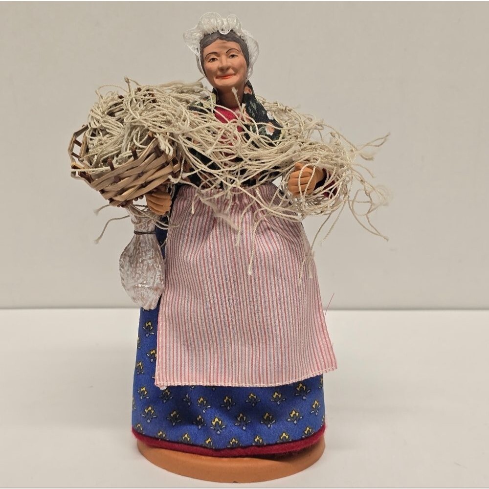 Santon De Provence by Claude Carbonel French Terracotta Figurine Fisherwoman